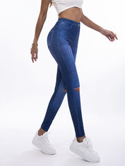 Denim Print Skinny Stretchy Leggings High Waist Yoga Leggings