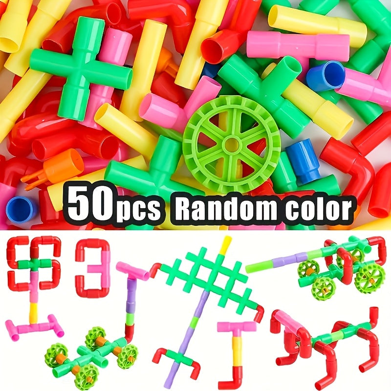 50pcs Water Pipe Building Blocks Set for Skill Building Creative Gift