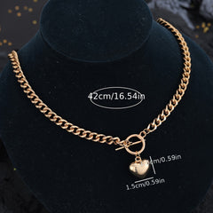 Large Love Pendant Chunky Cuban Chain Necklace