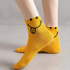 8 Pairs Expressive Print & Funny Mid Tube Socks Women's Stockings