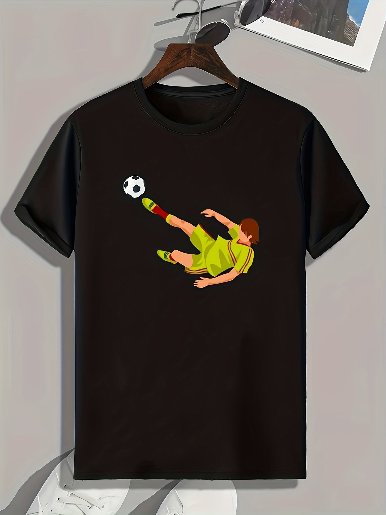 Men's Football Player Print Comfy T-shirt for Outdoor Summer