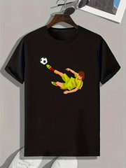 Men's Football Player Print Comfy T-shirt for Outdoor Summer