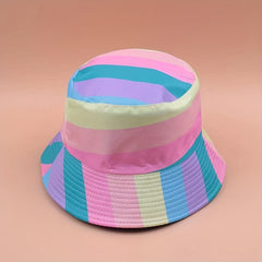 Rainbow Striped Print Bucket Hat Reversible Fisherman Cap