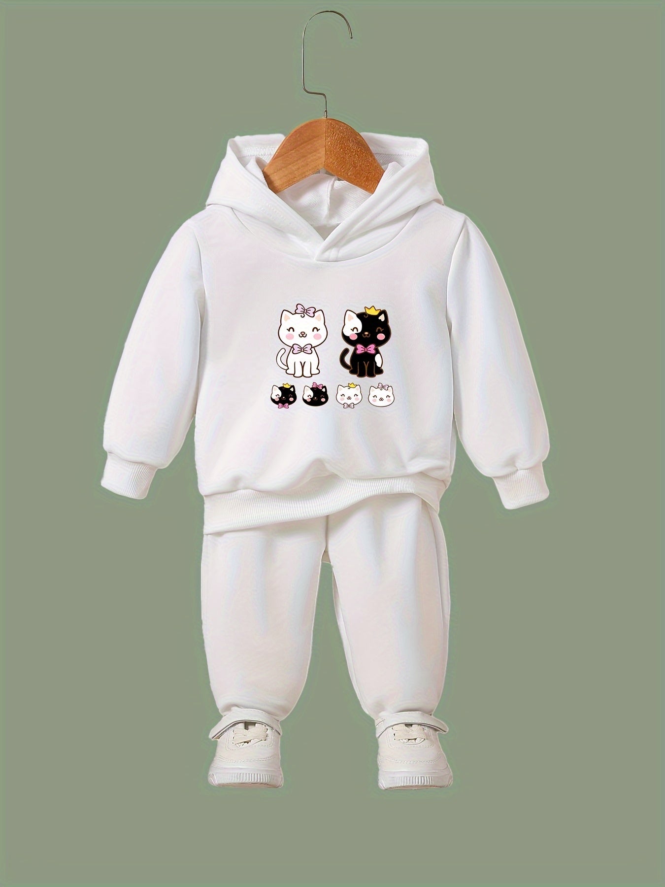 Yinyang Kitty Print 2pcs Girls Outfits For Sports