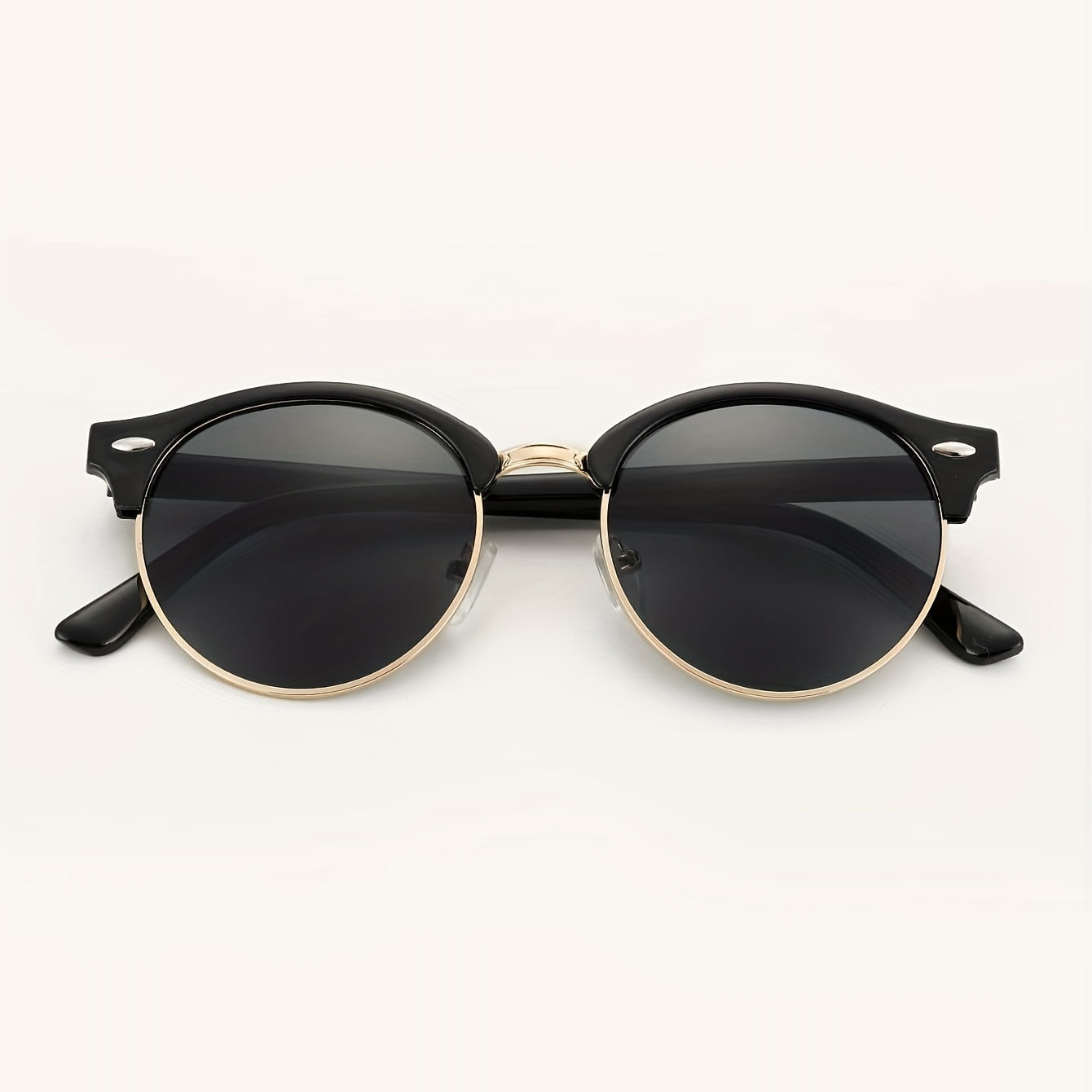 Men's Half Frame Sunglasses Metal Rice Nail