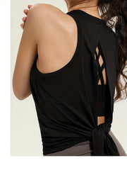 Comfortable Split Sports Tank Top Round Neck Running Fitness Loose Workout Top