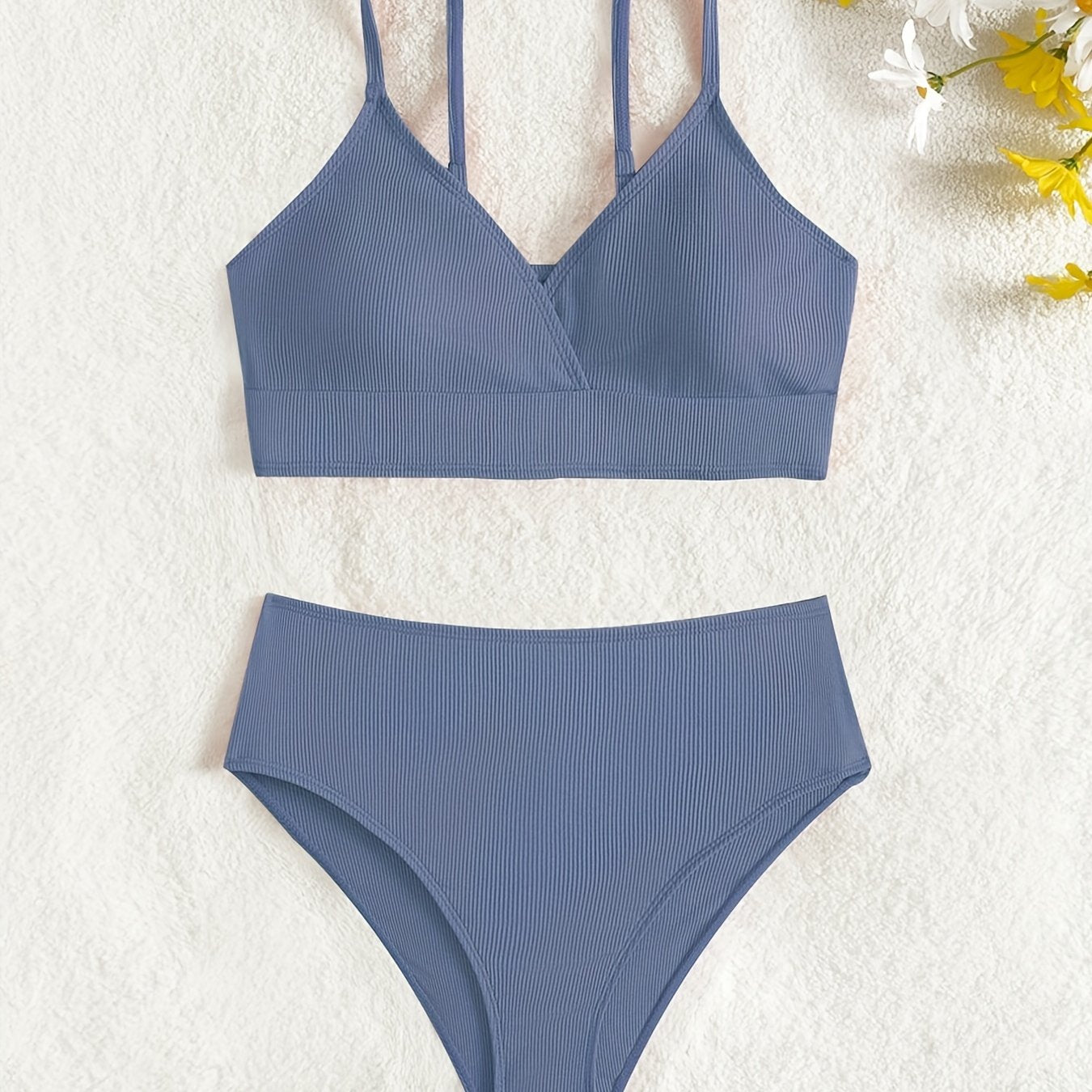 Girl's Ribbed Bikini Set Cami Top & Briefs