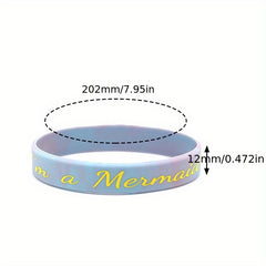 6 Pcs Mermaid Pattern Glow Silicone Bracelets - 20 32x1
