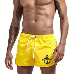 Men's Anchor Print Swim Shorts with Drawstring
