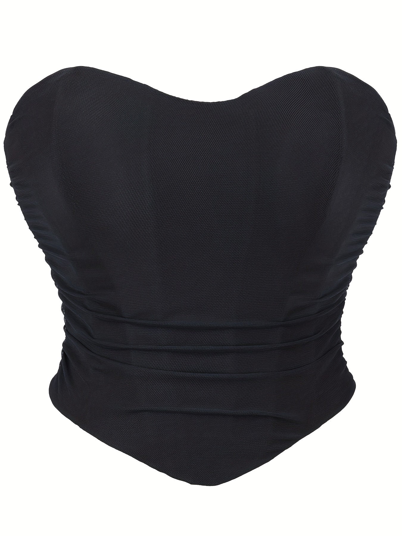 Gothic Mesh Strapless Corset Tummy Control Lace Up Push Up Body Shaper