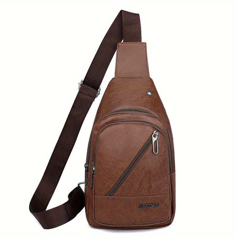 Vintage Layer Chest Bag Retro PU Crossbody Bag Sling Bag