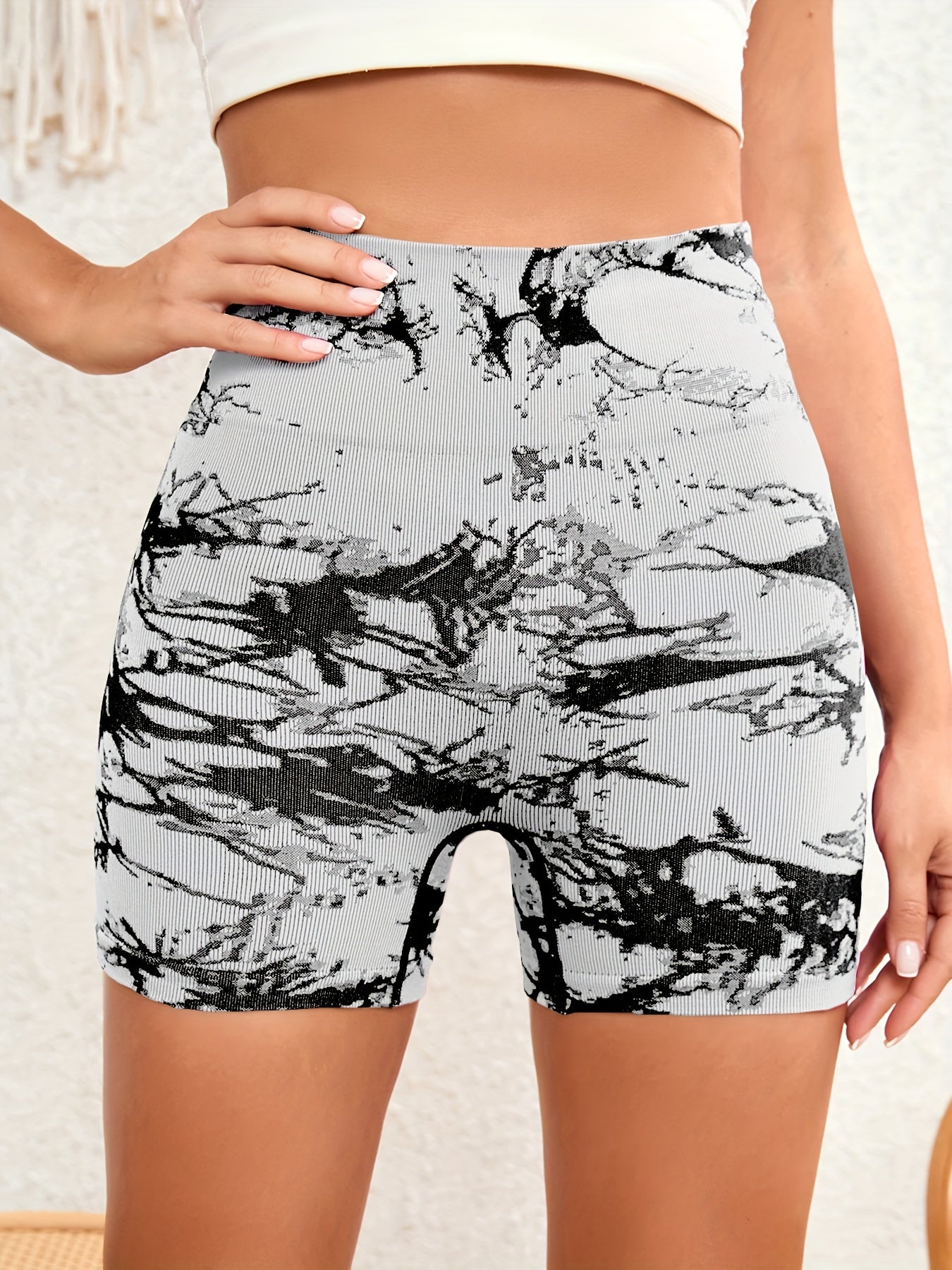 Tie Dye Seamless Yoga Shorts High Stretch Running Fitness Sports Shorts Women