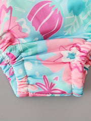 Baby Summer Girls Sleeveless Floral Print Backless Bow Onesie Swimsuit