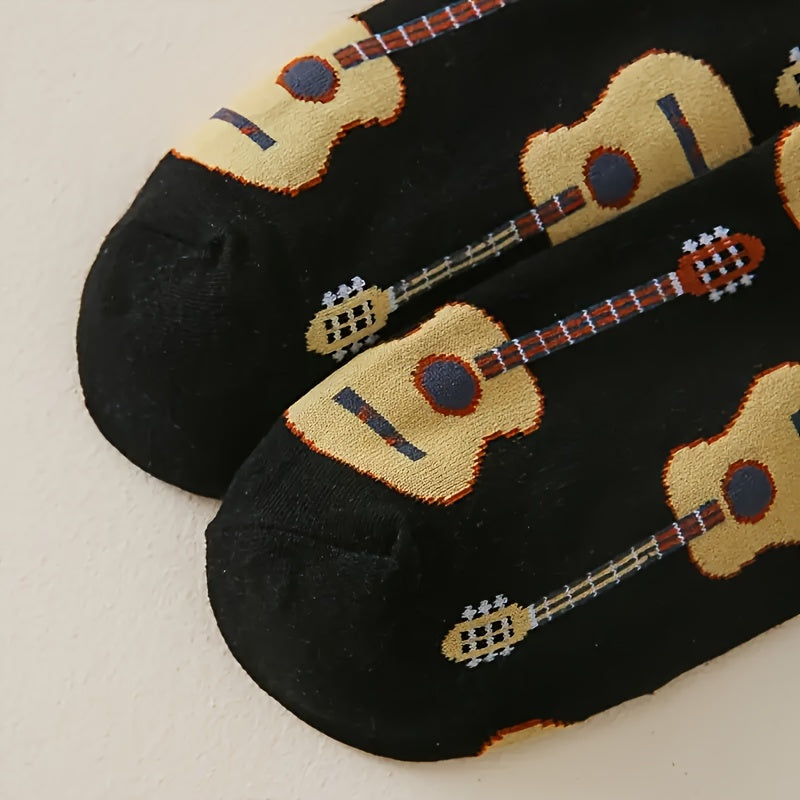 Men's Cartoon Pattern Crew Socks Breathable Cotton Blend Casual Unisex Socks