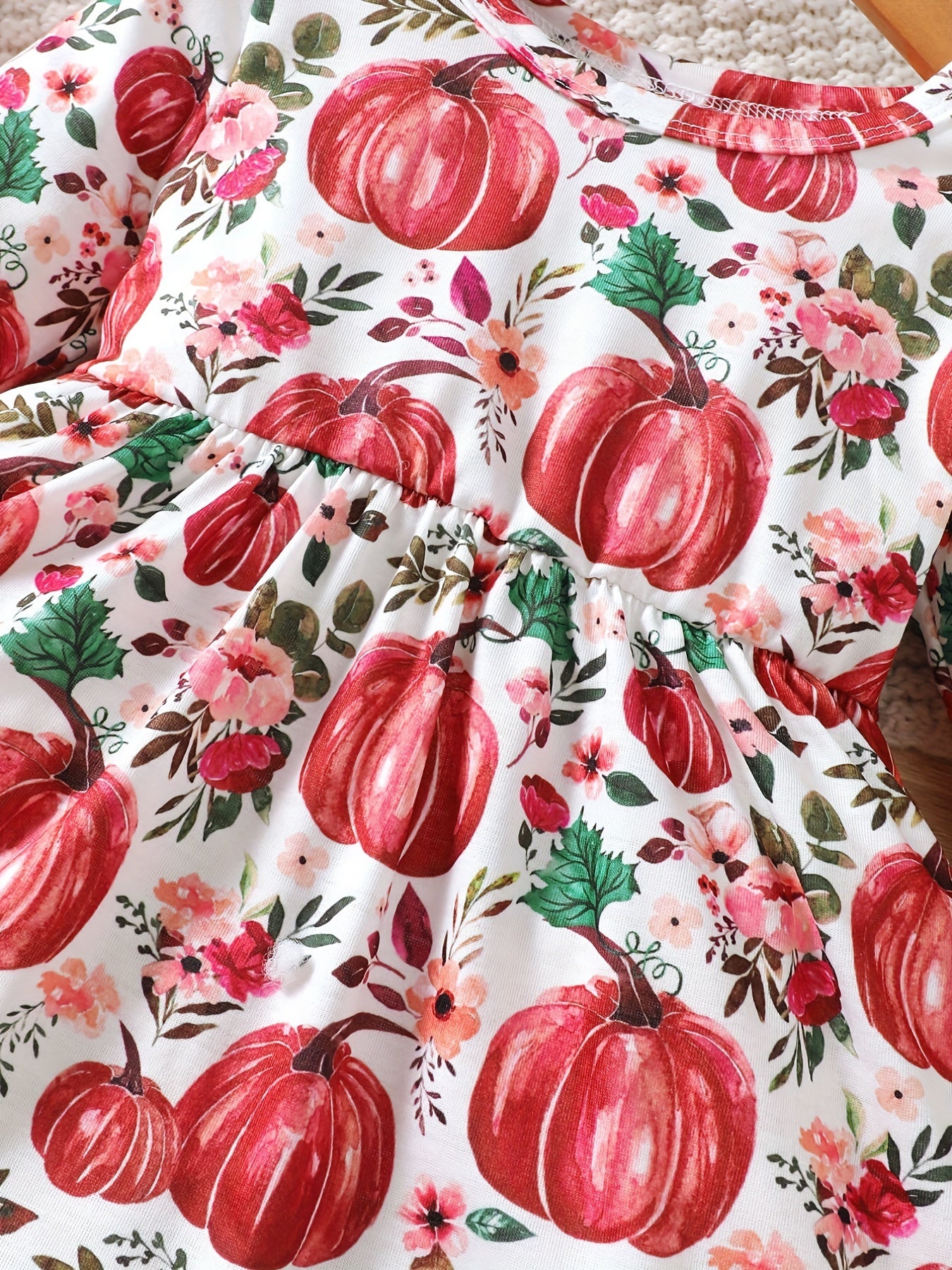 Halloween Baby Girl's Pumpkin Print Dress Long Sleeve