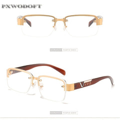 PXWODOFT Men's Rimless Crystal Sunglasses with Packaging