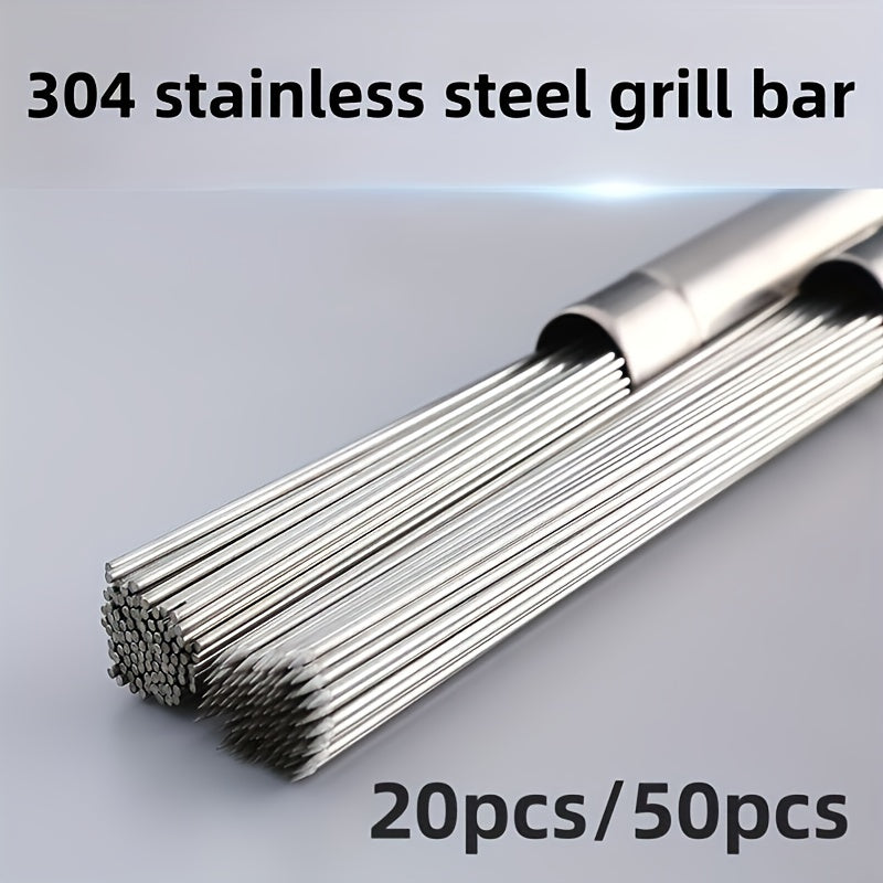 20pcs 304 Stainless Steel BBQ Round Skewers + Container, Kitchen Accessories