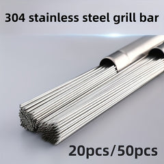20pcs 304 Stainless Steel BBQ Round Skewers + Container, Kitchen Accessories