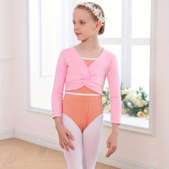 Girls Twist Front Long Sleeve Dance Outerwear For Ballet Gymnastics