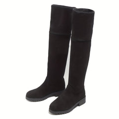 Women's Over The Knee Boots Lace Up Block Heels Comfy Slip On Long Boots