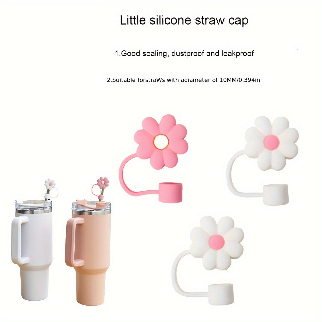 Flower Shaped Silicone Straw Cover Reusable Stopper Dustproof Leakproof Plugs