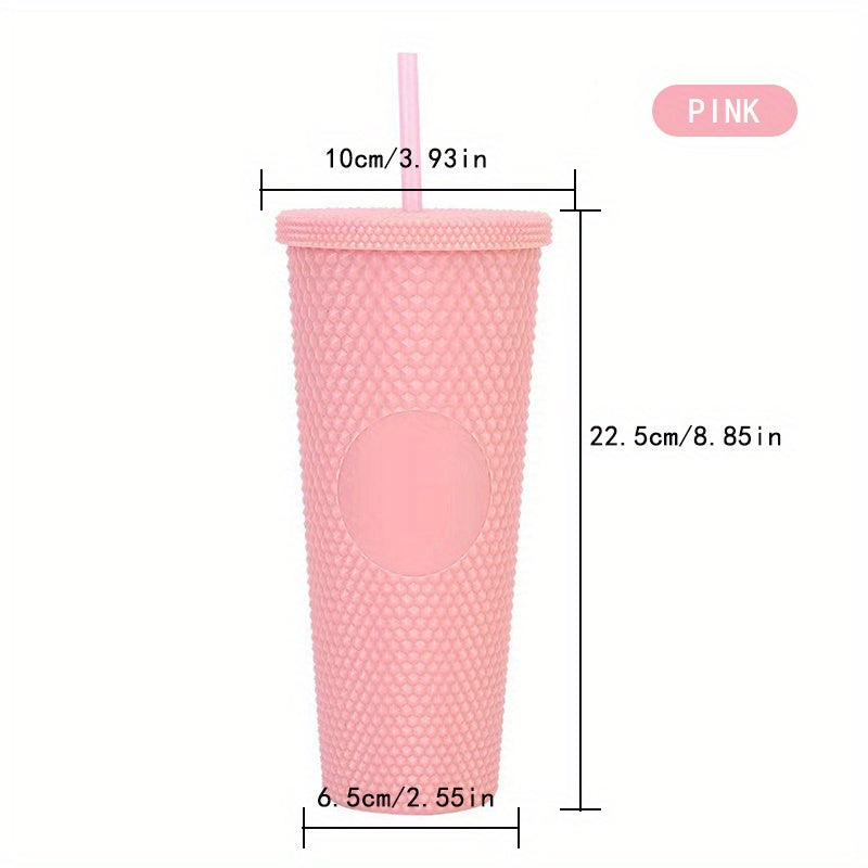 700ml Double Layer Plastic Milk Tea Cup with Straw