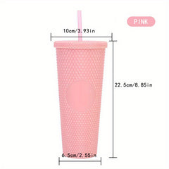 700ml Double Layer Plastic Milk Tea Cup with Straw