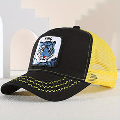 Men's Tiger Embroidered Baseball Cap Summer Mesh Animal Peaked Cap