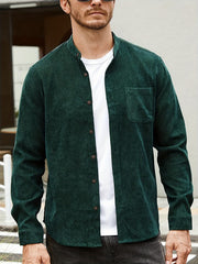 Men's Casual Long Sleeve Button Up Shirt with Chest Pocket