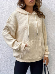 Twist Texture Casual Hoodie Drawstring Sweatshirt Women's