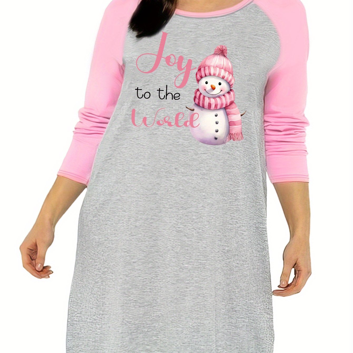 Christmas Snowman Graphic Long Nightdress