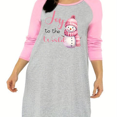 Christmas Snowman Graphic Long Nightdress