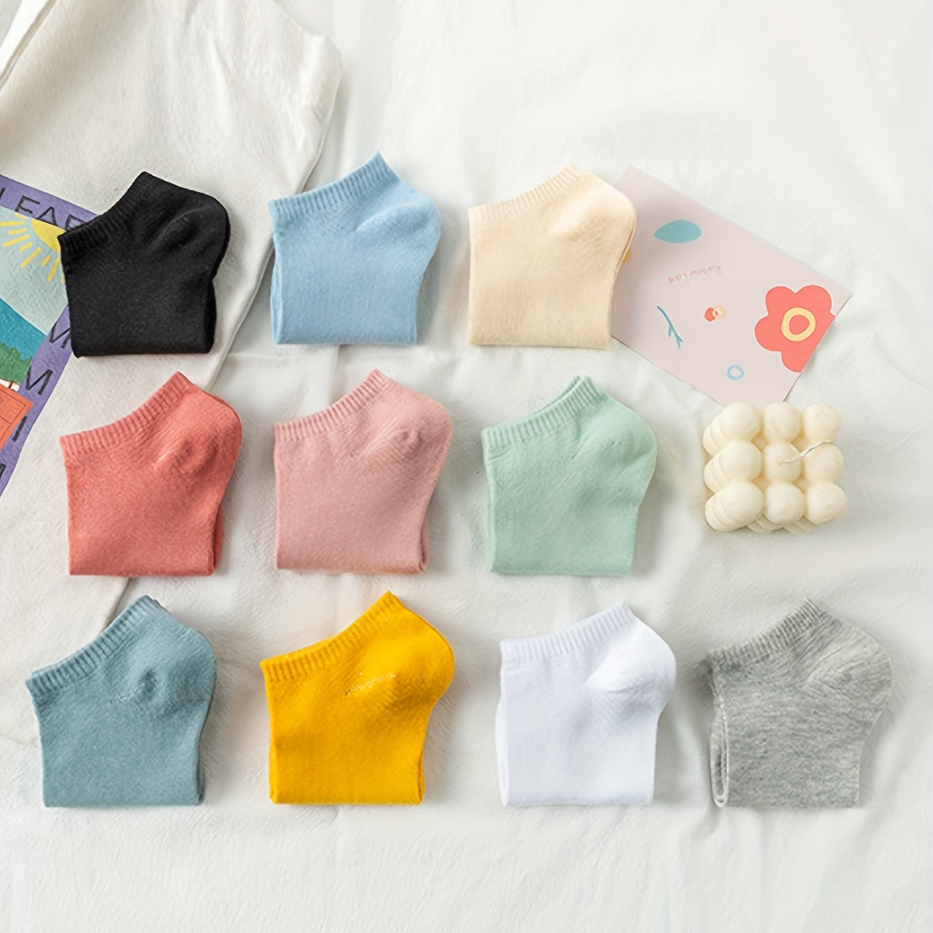 10 Pairs Girls Casual Knit Ankle Socks for Summer & Spring