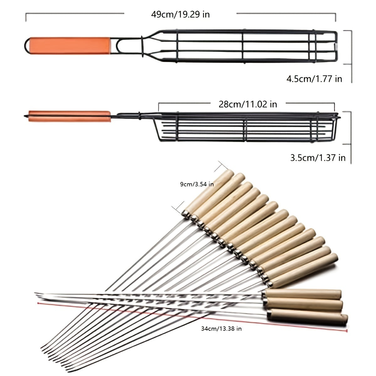 6-Piece Nonstick Kabob Grilling Basket Set