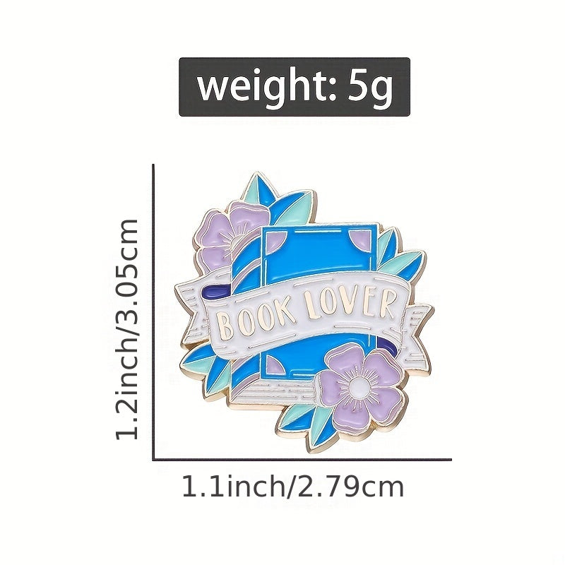 Girl's Purple Flower Book Brooch Bag Pin