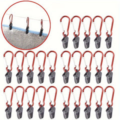 20pcs Tarp Clip Windproof Clamp & Carabiner Set Canopies Camping, Awning