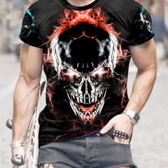 Skull 3D Pattern Print Men's Short Sleeve T-shirt Graphic Tee