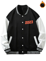 Graphic Print Men's Warm Baseball Jacket