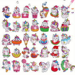 36pcs DIY Diamond Painting Stickers Handcraft Cartoon Unicorn Rhinestone