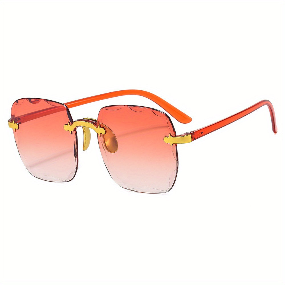 Large Rimless Sunglasses Gradient UV400 Sun Shades Glasses