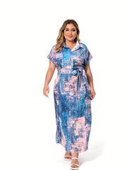 Tie Dye Shirt Dress With Belt