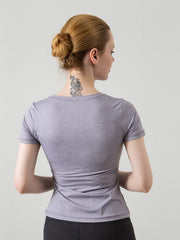 Ruched Side Split Crop Sports Yoga Tee
