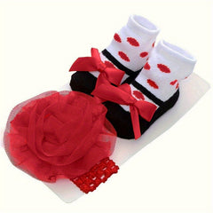 3pcs Girls Socks & Headband Set for Kids Infant Toddlers
