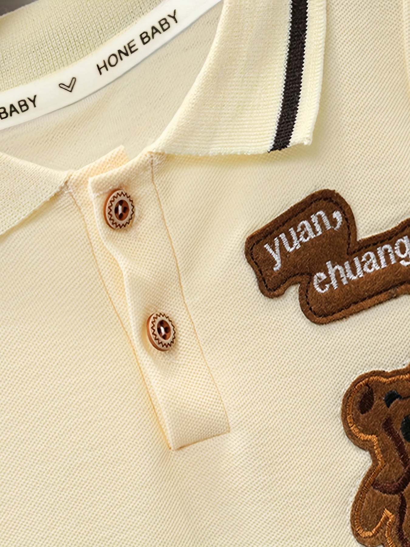 Boys Casual Suit Bear & Letter Embroidered Shirt Shorts
