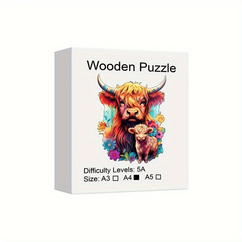 Cow Wooden Puzzle Unique Irregular Animal Shape Puzzles Wooden Toys