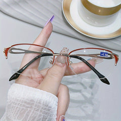 Light Blocking Reading Glasses Oval Semi Rimless Presbyopic Glasses