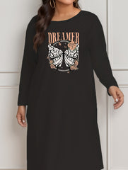 Butterfly & Rose Print Tee Dress