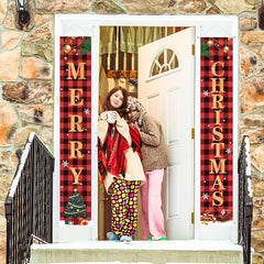 2pcs Christmas Decor Merry Christmas Banner Porch Sign Happy Year Pl