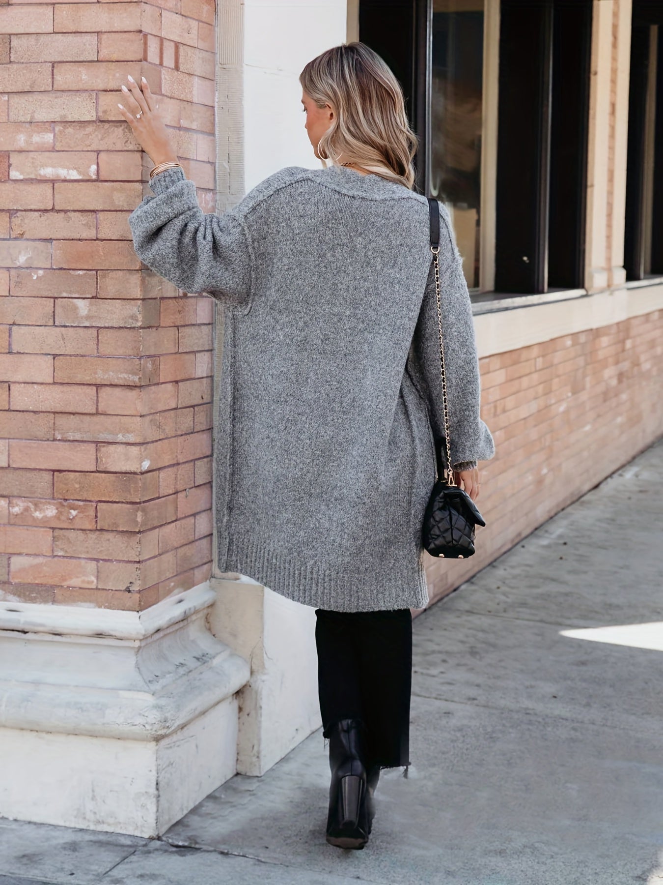Heathered Open Front Cardigan with Pockets
