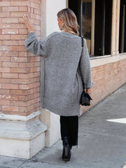 Heathered Open Front Cardigan with Pockets